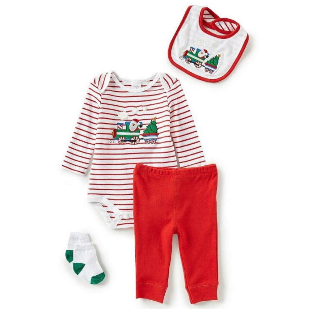 Starting Out 4PC Christmas Set, Santa Claus Train, Red, White, & Green, NWT!!